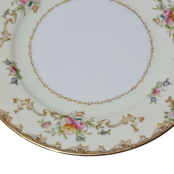 2 Vintage Meito Dessert Plates 6.5" bread floral scrollwork Art Nouveau wedding - Picture 6 of 7